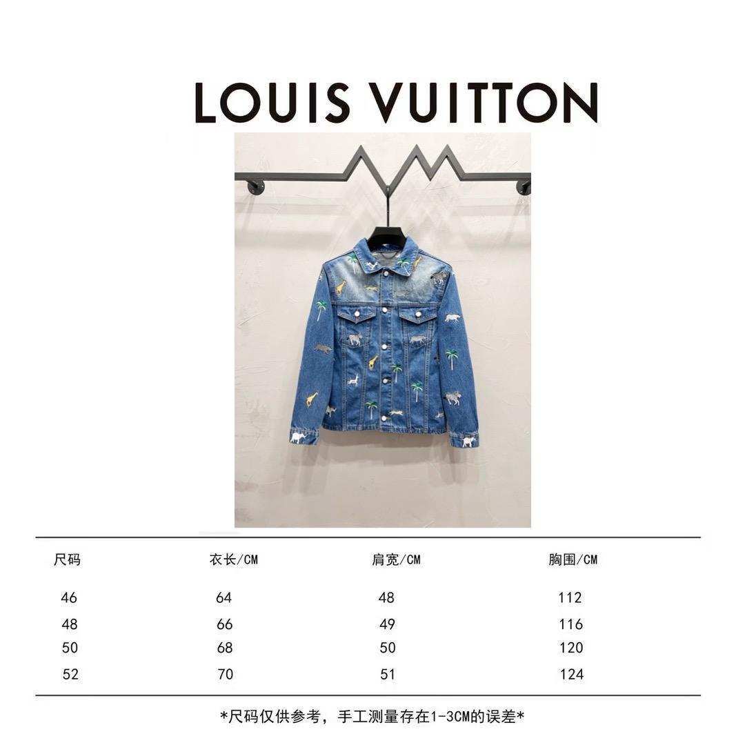 LOUIS VUITTON SS26 菲董联名系列 动物图案刺绣单排扣翻领宽松牛仔外套