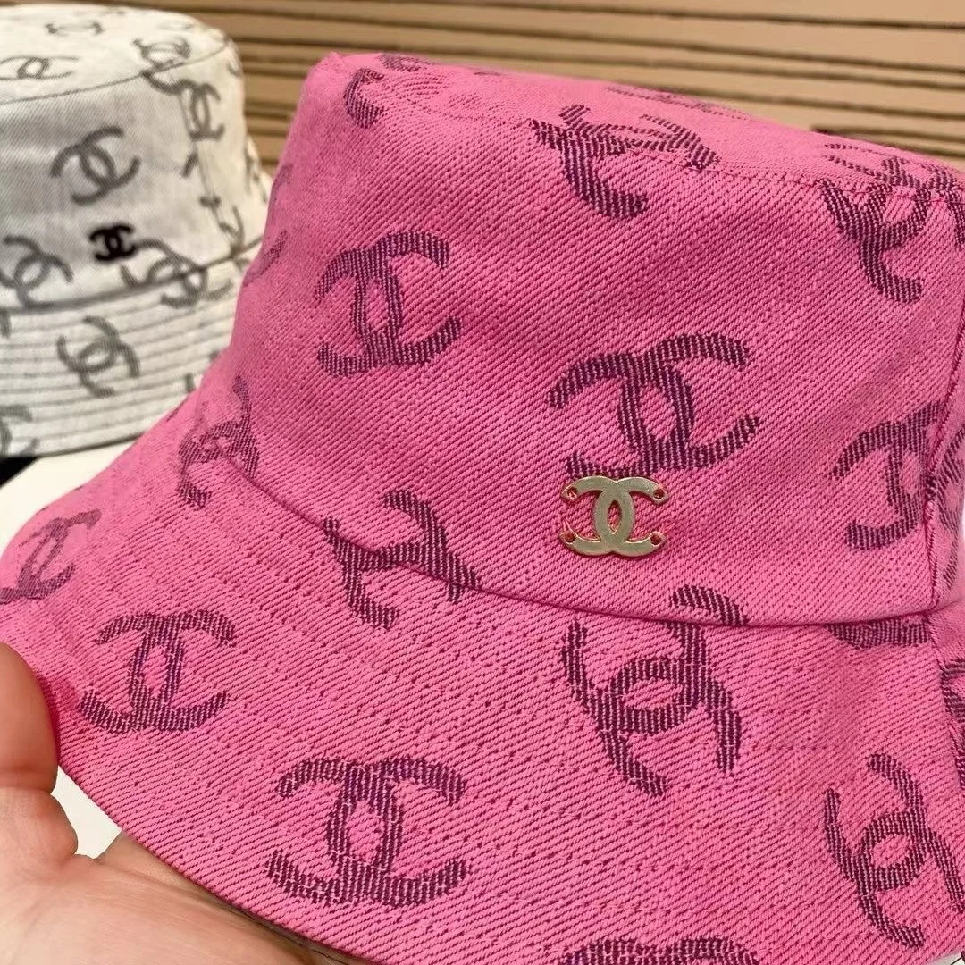 AAACAT Printed Pattern Bucket Hat Women, Double Ring Metal Badge Wind Strap Fisherman Hat Outdoor Sun Hat