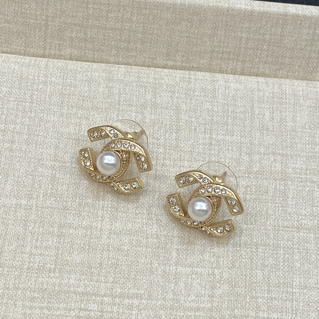 TOP CHANEL CC Earrings with Pearl - Gold/Silver