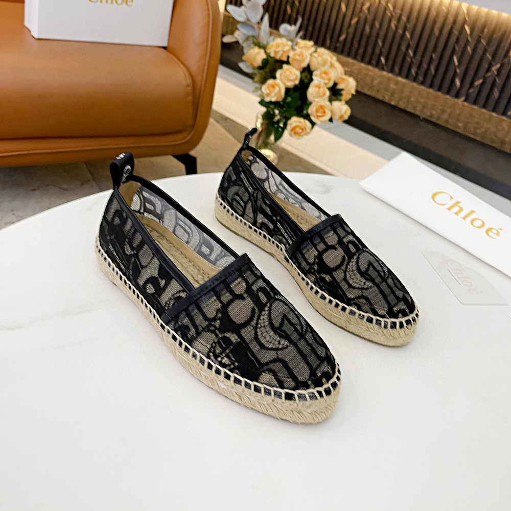 Chloe Woven Straw Stylish Casual Flats Shoes Sandal (Replica)