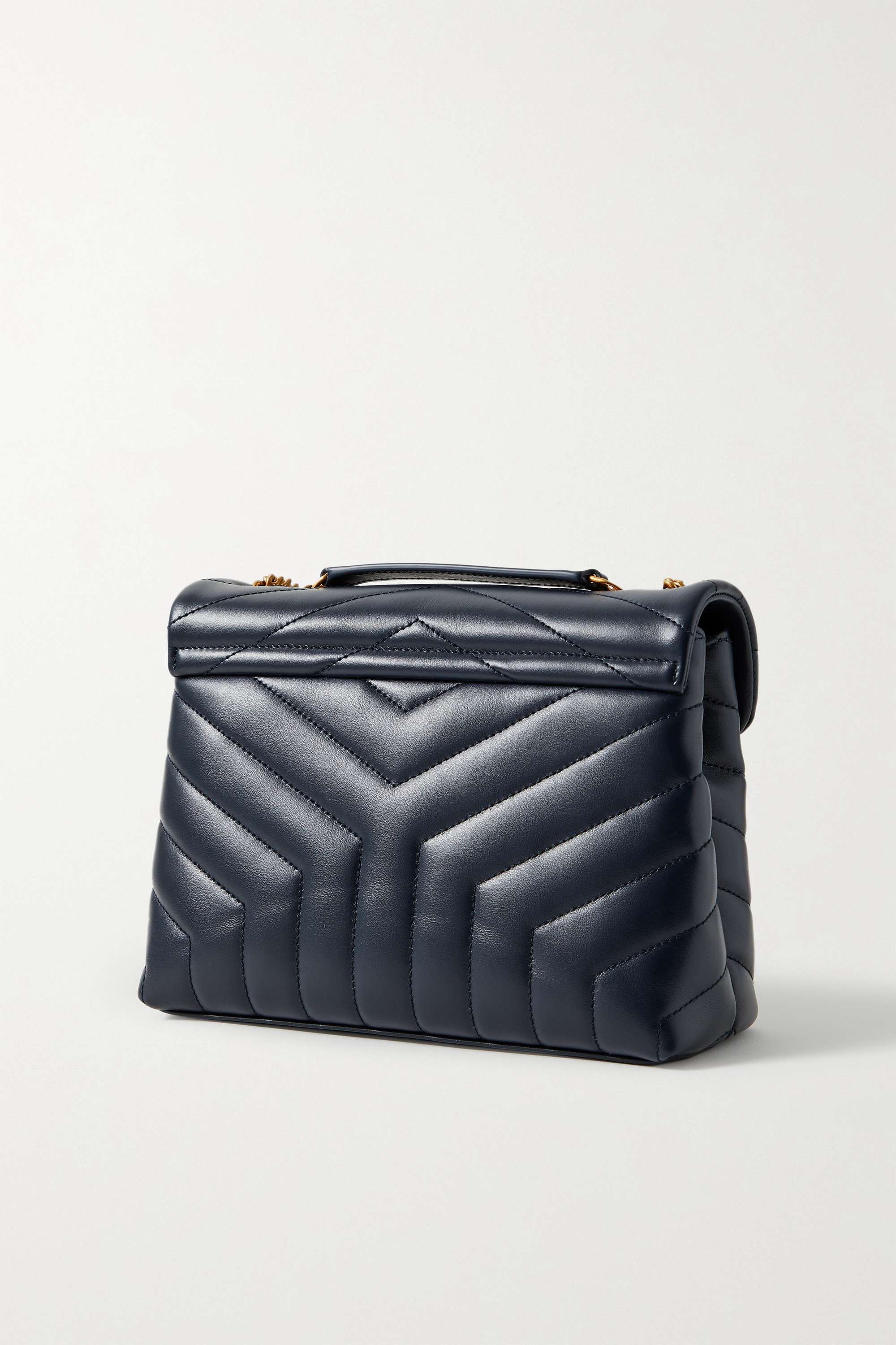 SAINT LAURENT YSL Loulou small quilted leather shoulder bag navy