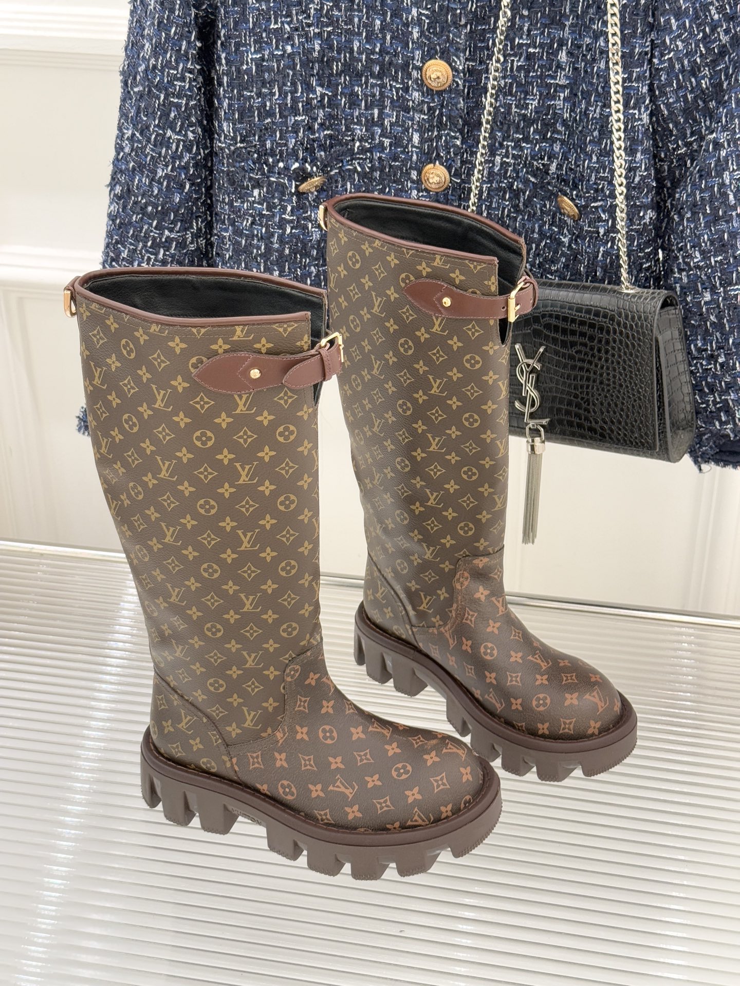 TOP Louis Vuitton LV Leather Long Boots - Monogram