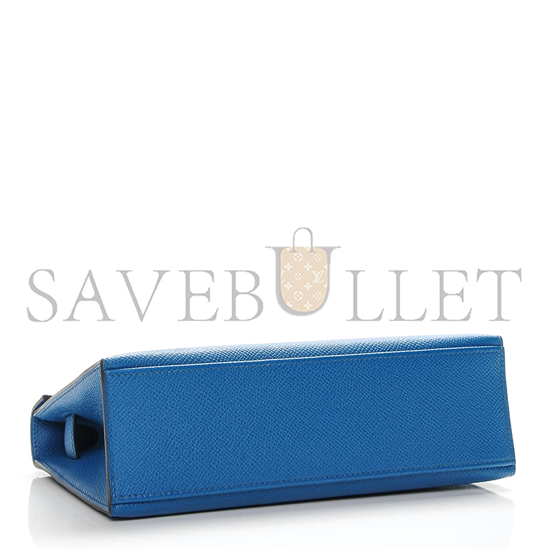 HERMES KELLY POCHETTE EPSOM BLEU IZMIR PALLADIUM HARDWARE (22*14*7cm)