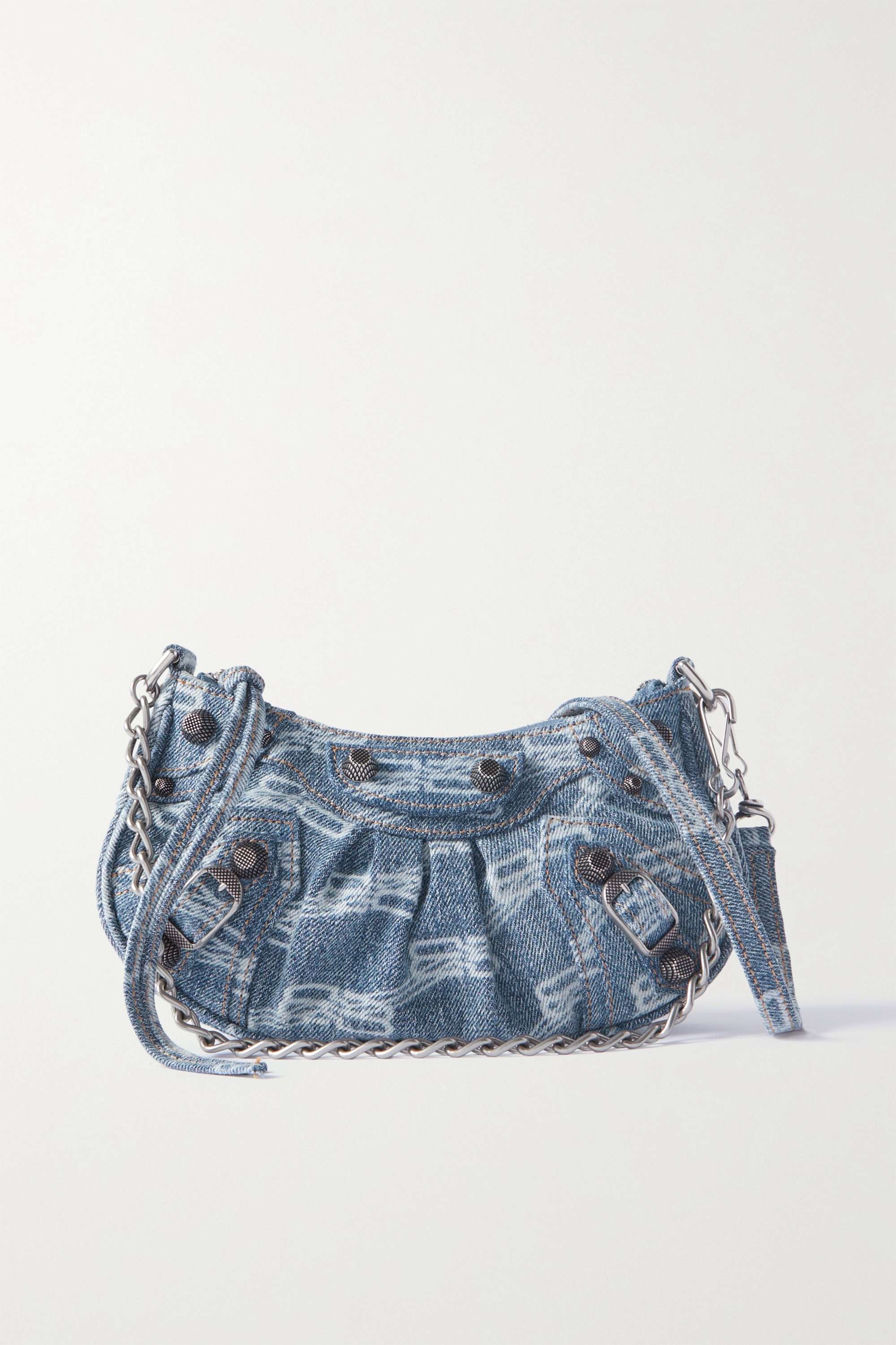 BALENCIAGA Le Cagole mini studded printed denim shoulder bag（10A Mirror Version）