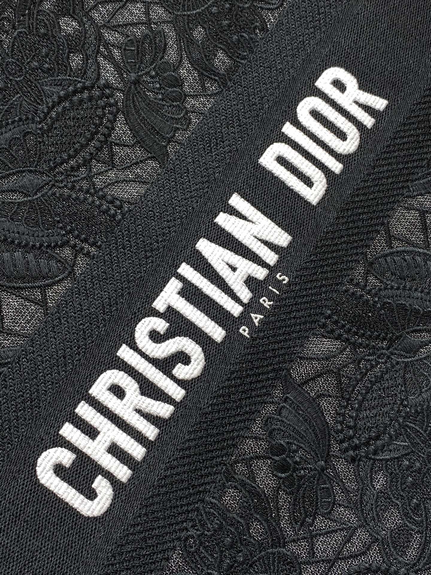 TOP Christian Dior Large Butterfly Embroidered Lace Book Tote Bags 41*35*18cm - Black