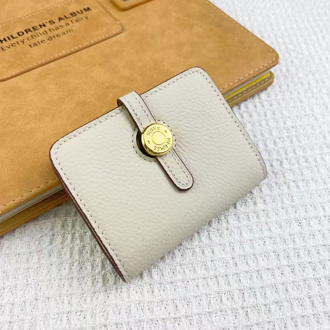 Hermès Gold Buckle Leather Card Wallet(Replica)