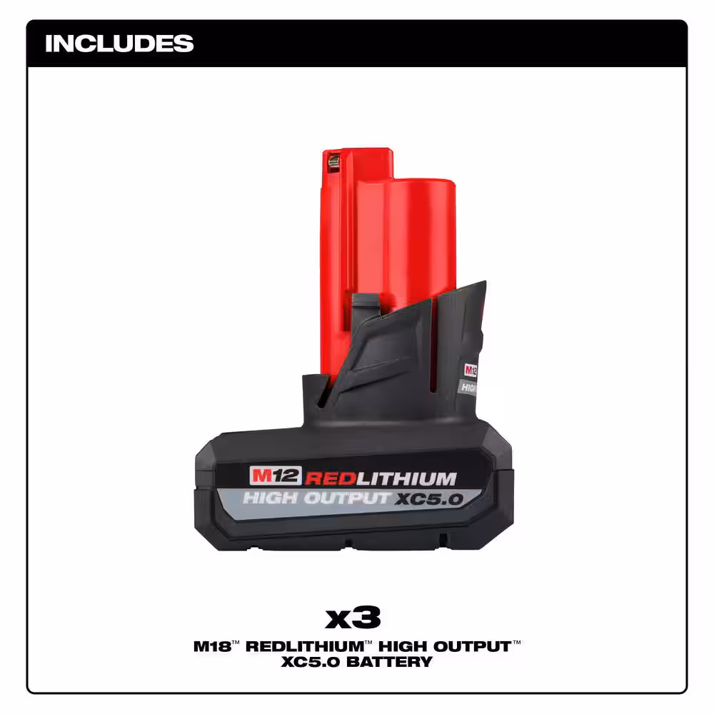 M12 12-Volt Lithium-Ion XC High Output 5 Ah Battery (3-Pack)
