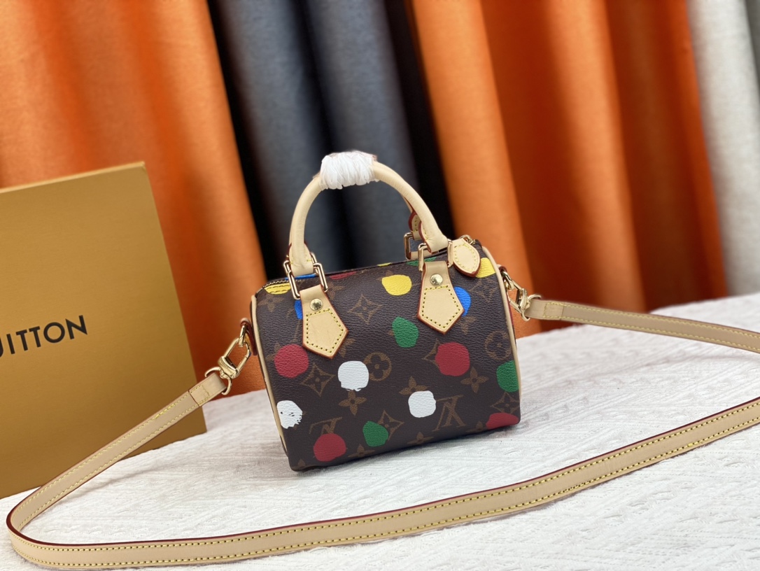 TOP Louis Vuitton LV LV x YK Nano Speedy Bag 16x10x7.5cm-Brown