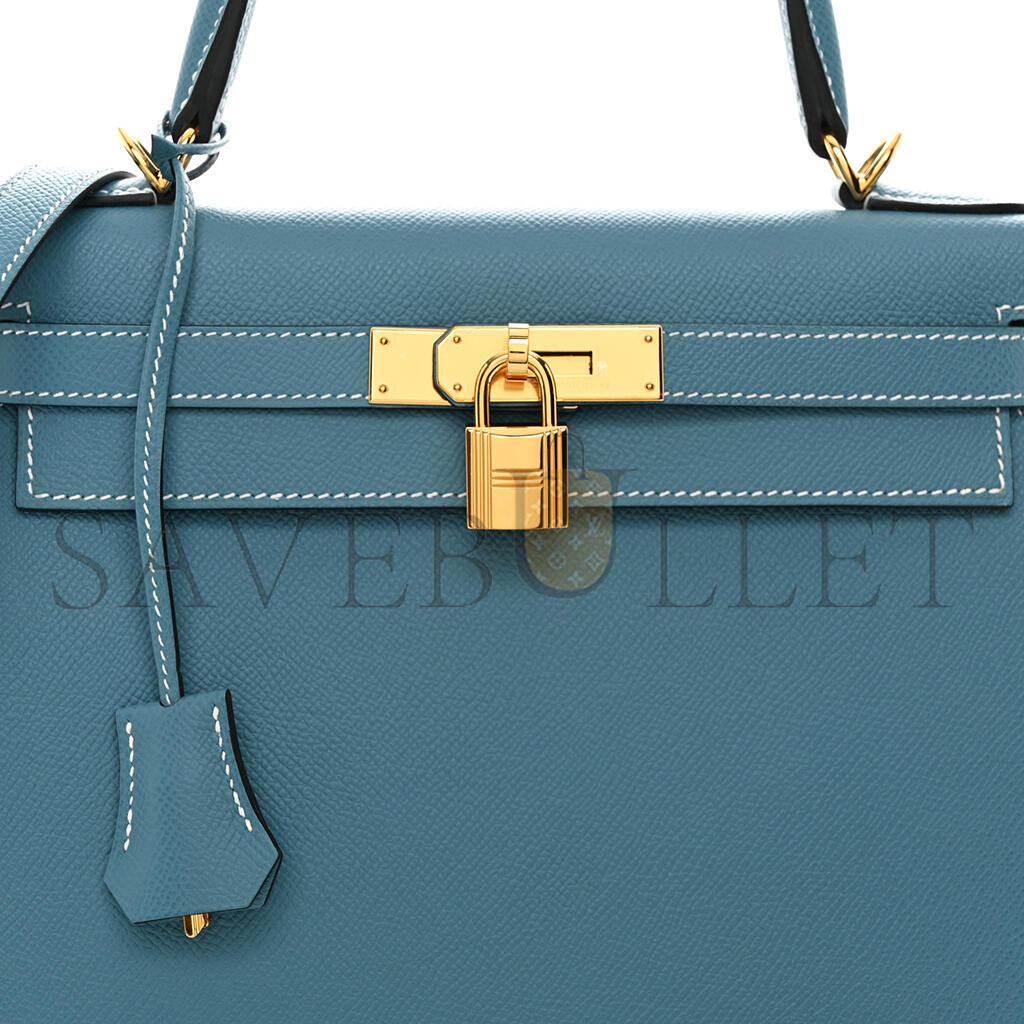HERMÈS EPSOM KELLY SELLIER 28 NEW BLUE JEAN (28*22*10cm)