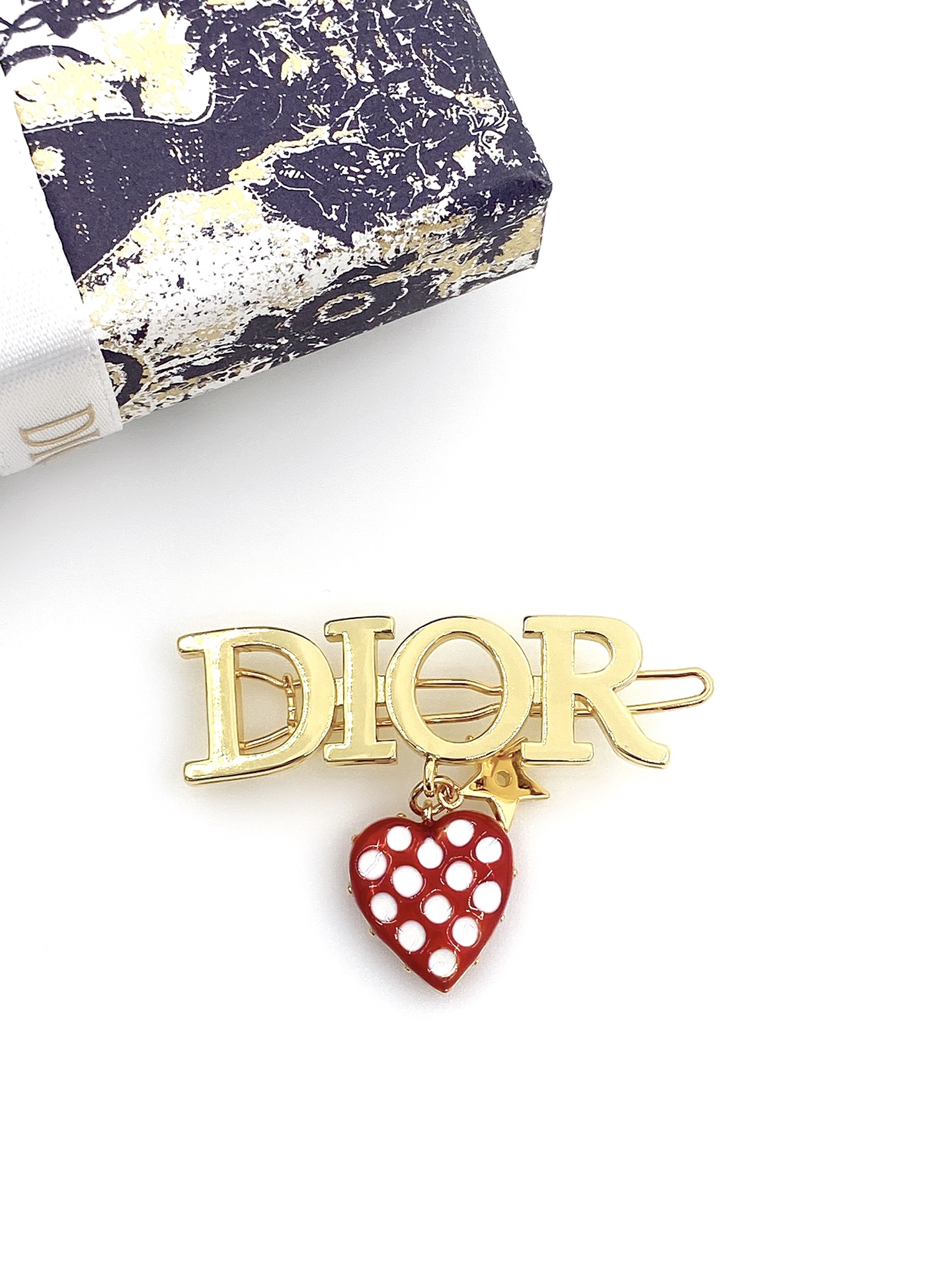 TOP Christian Dior Strawberry Barrette - Gold