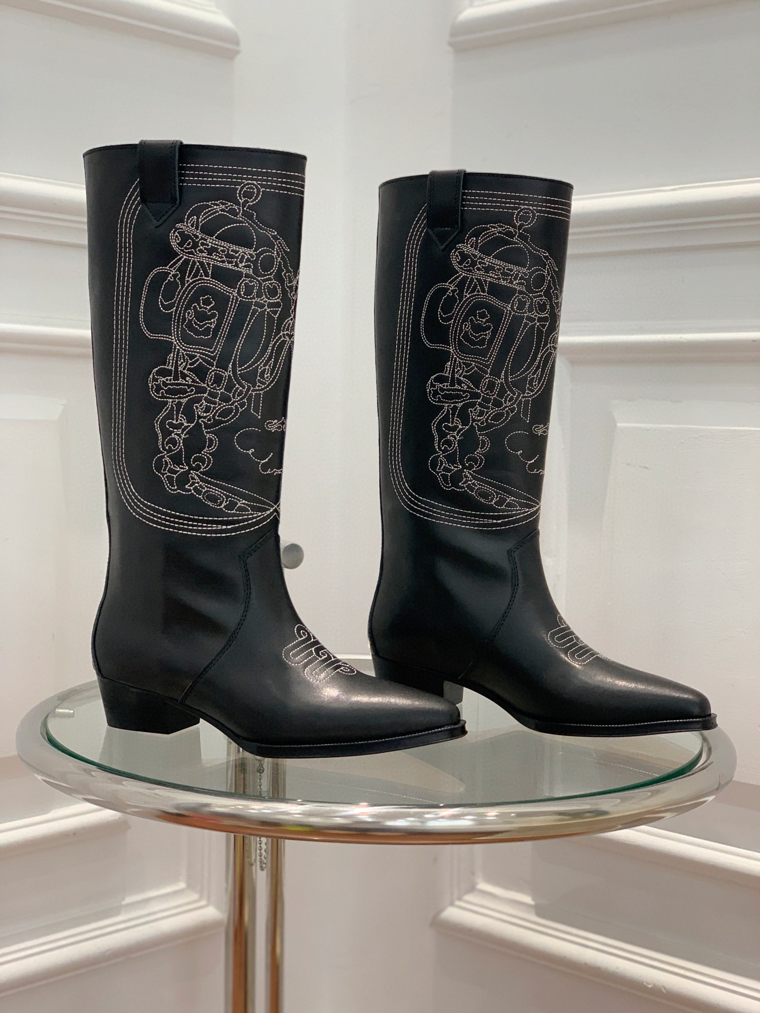 TOP HERMES Cow Boy Boots - Brown/Black/Black Suede