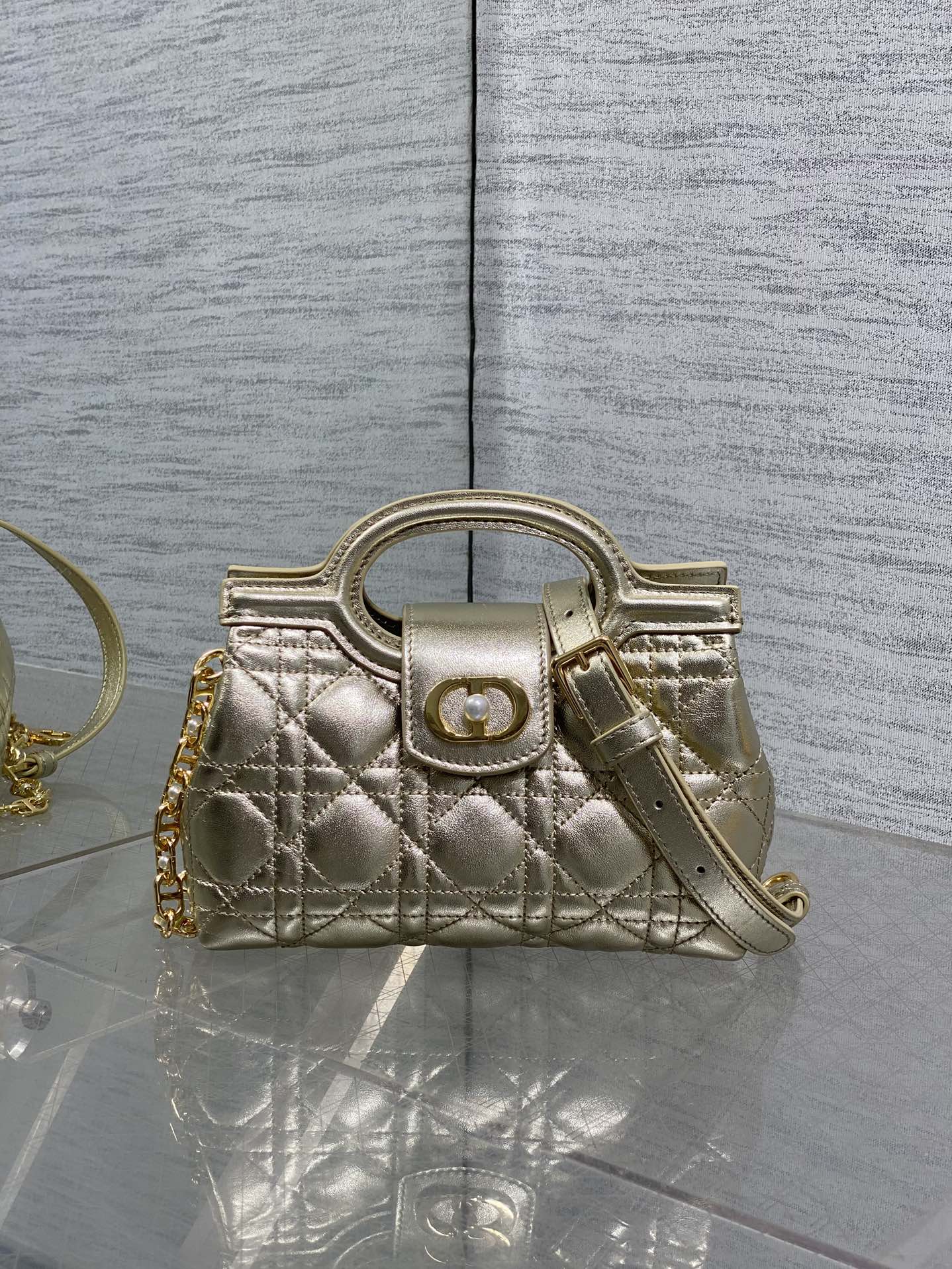 TOP Christian Dior Jolie Top Handle Bag with Metallic Luster 18.5x13x8.5 cm - 2 Colors