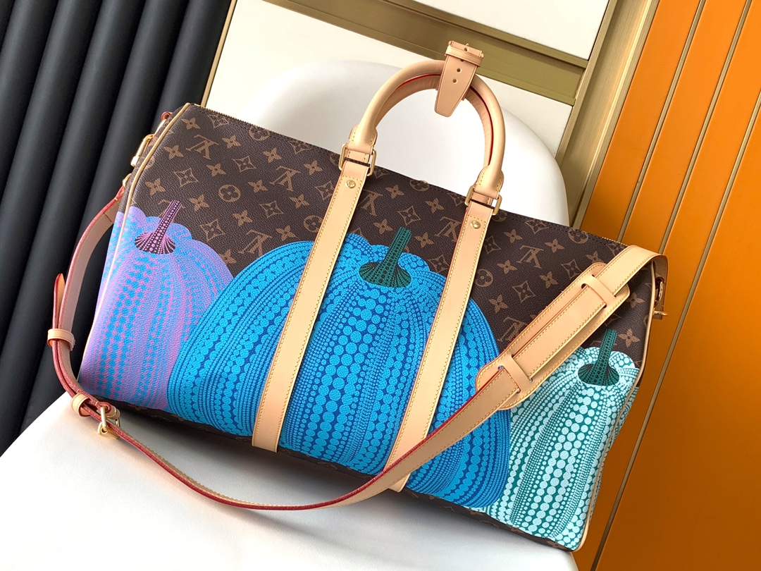 TOP Louis Vuitton LV Keepall Pumpkin Travel Bag Series 45x27x20cm - GHW