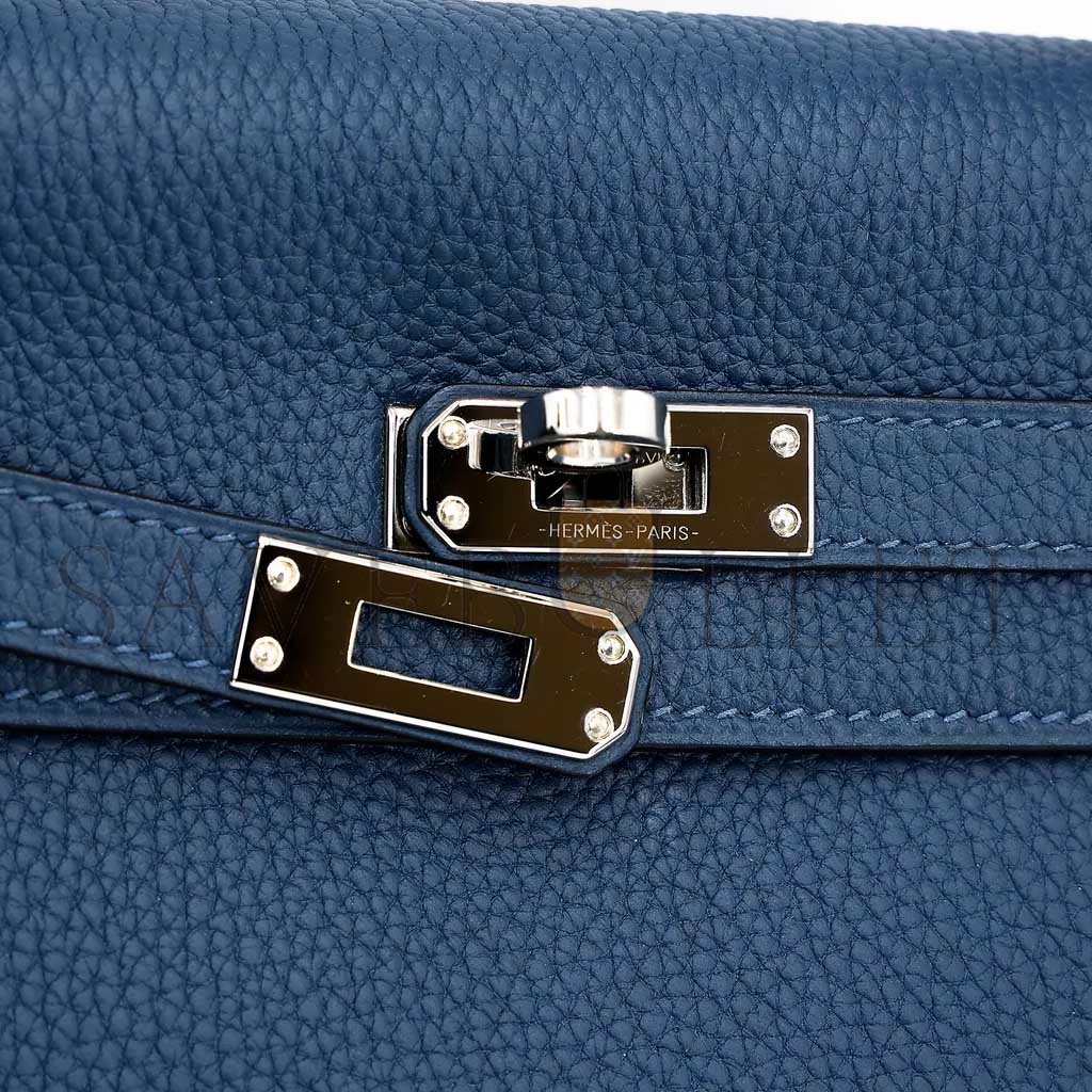 HERMÈS KELLY 25 DARK BLUE TOGO CALFSKIN SILVER BUCKLE (25*17*7cm)