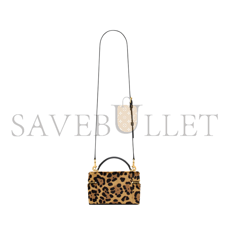 YSL GABY HORSEHAIR-EFFECT LEATHER COSMETIC BAG 798098AAE6T2490 (18*11*6.5cm)