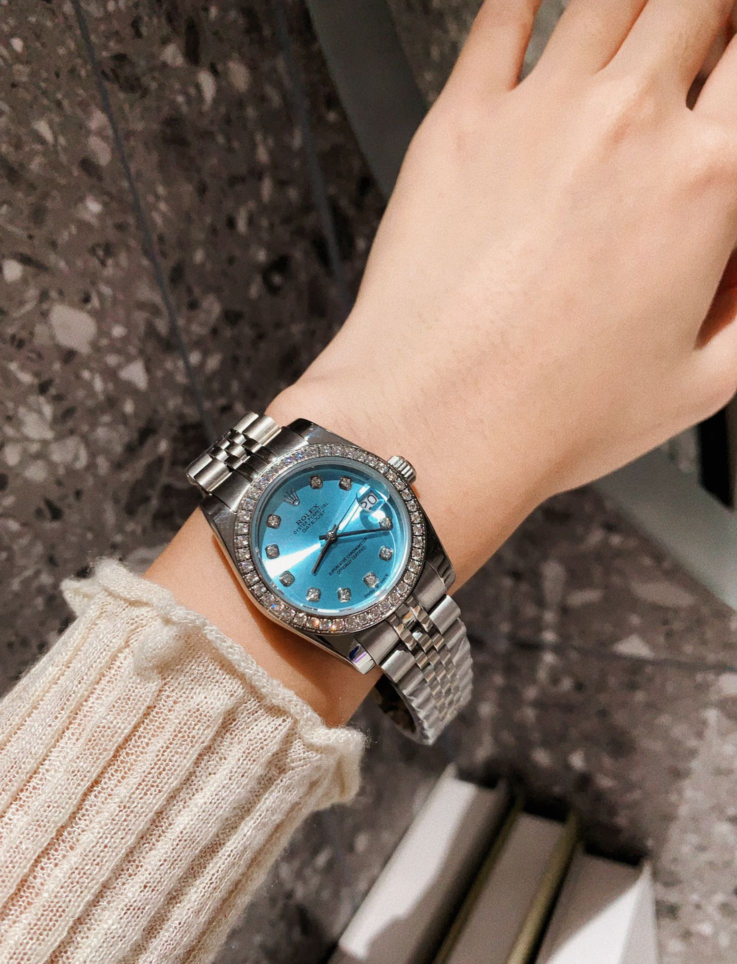 TOP ROLEX Blue Dial Watch 31mm - Sliver