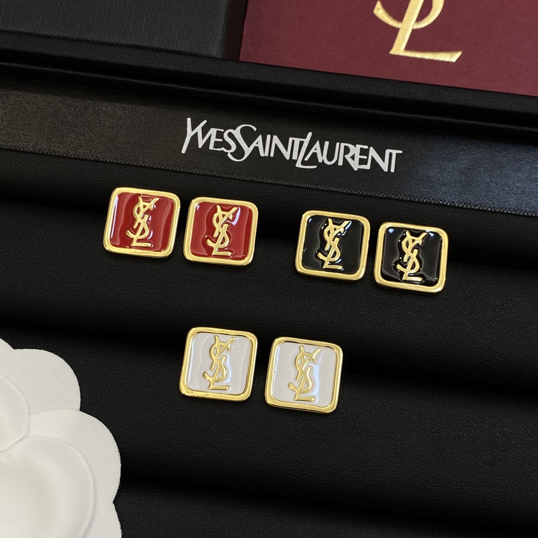 TOP Yves Saint Laurent YSL Square Earrings - 3 Color