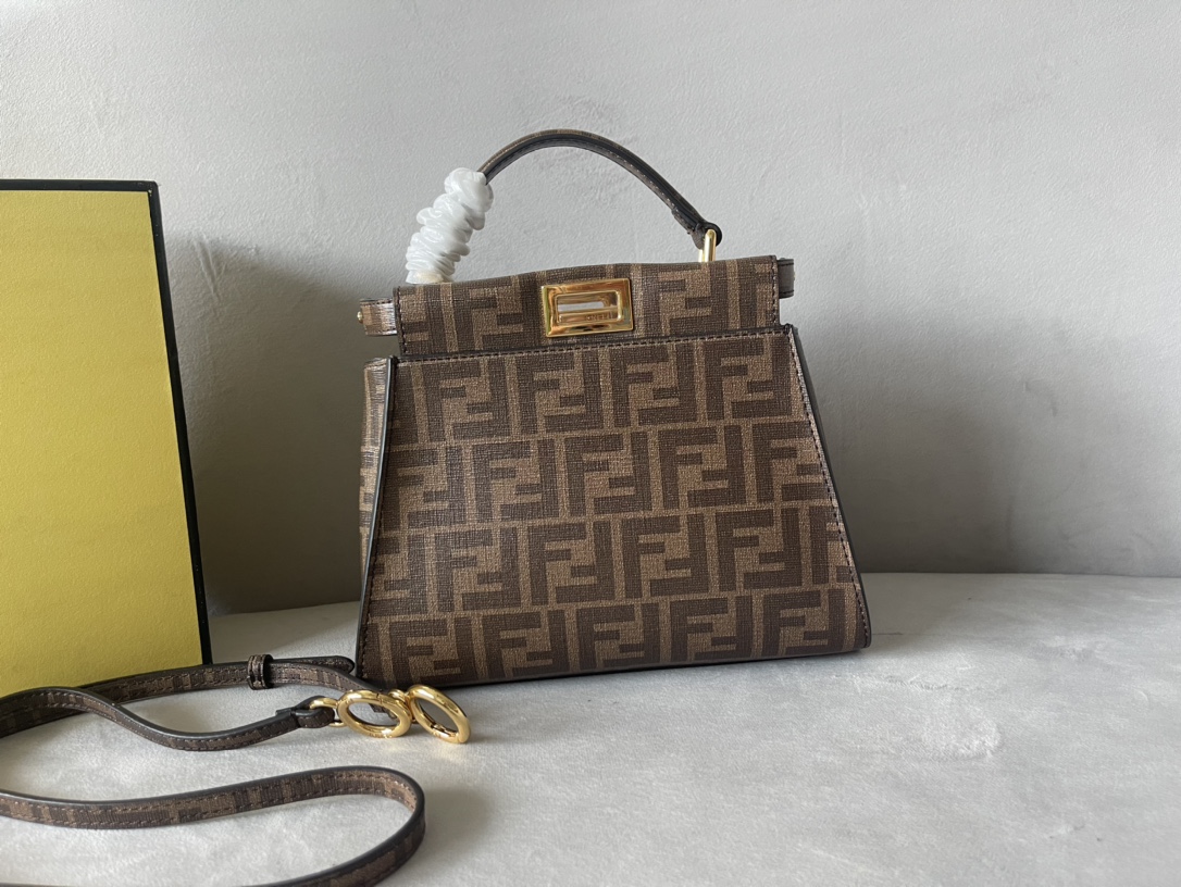 TOP FENDI FF Peekaboo Bag 23*11*18cm - Brown
