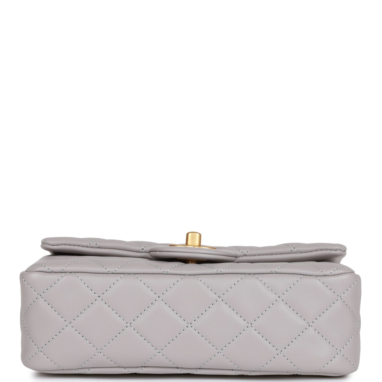 Chanel Classic Flag Bag Pearl Crush Mini Rectangular Flap Bag Light Grey   Antique Gold Hardware(7A regular version)