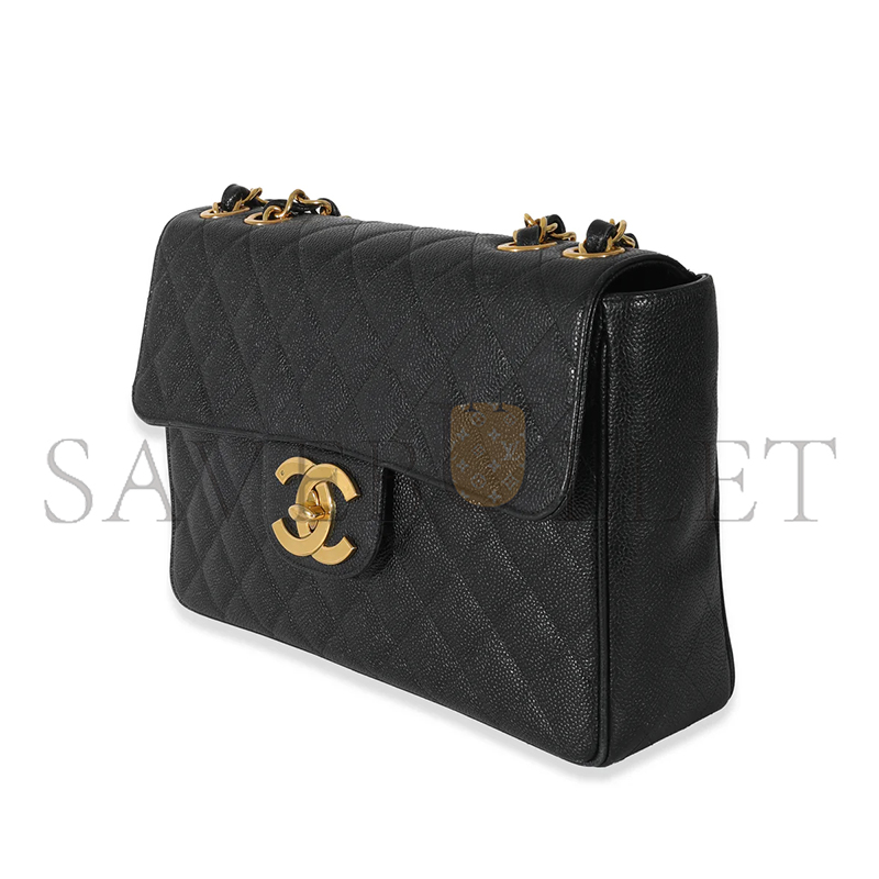 CHANEL VINTAGE BLACK CAVIAR CLASSIC FLAP BAG 131308 (30*21*8cm)