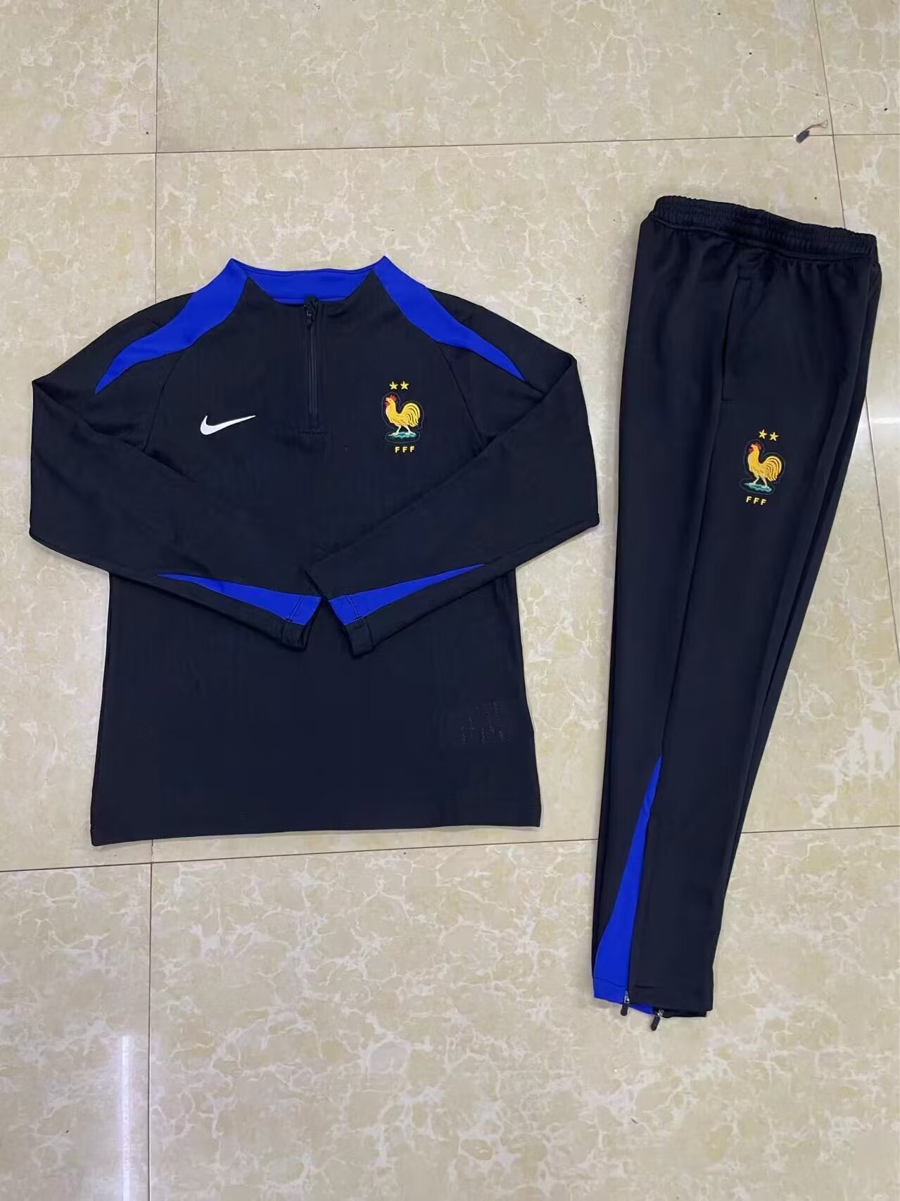 2024-25 Black France Player Edition Football Half Pull Training Suit