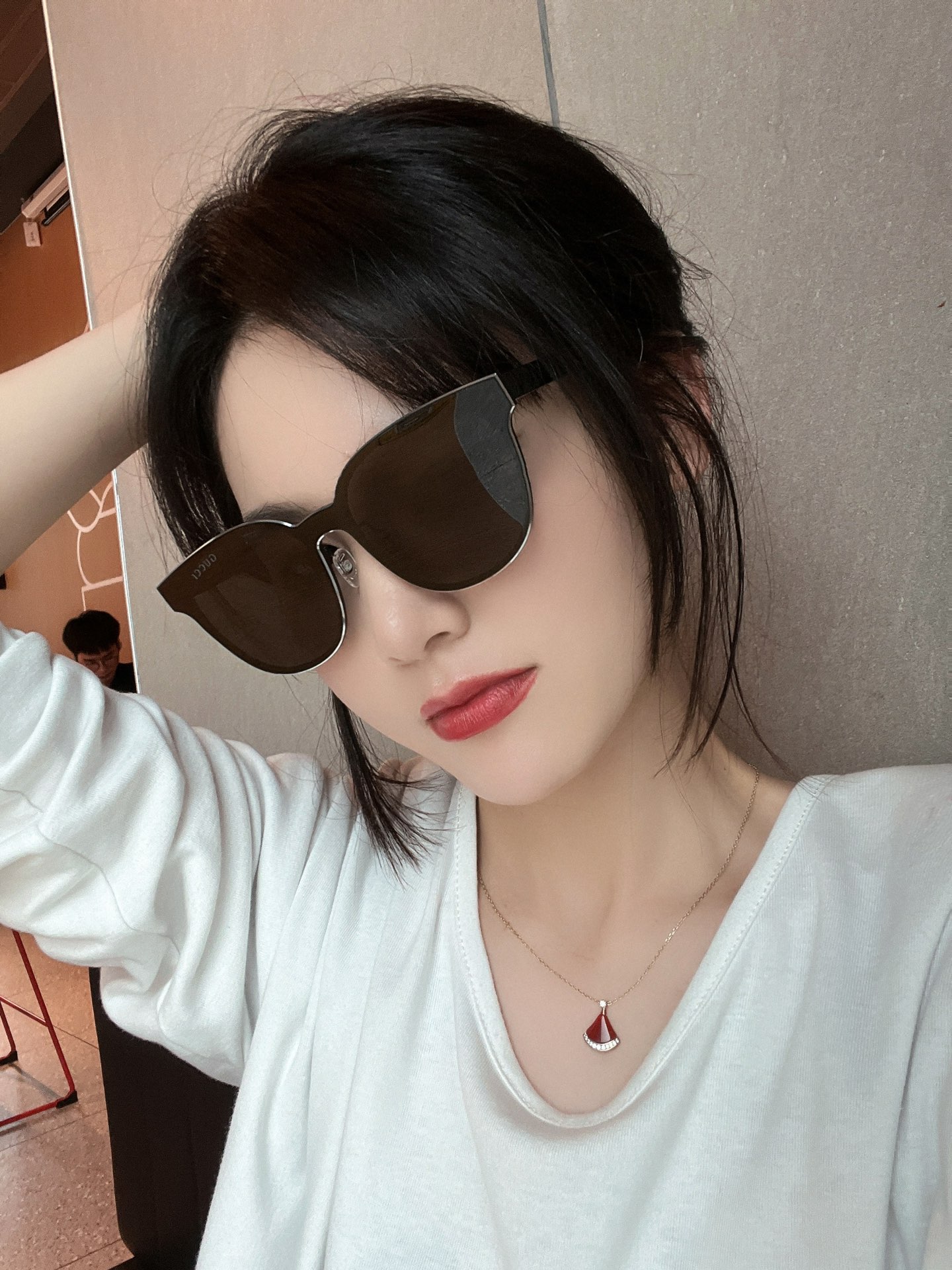 TOP GUCCI Large Frame Nylon Sunglasses - Black