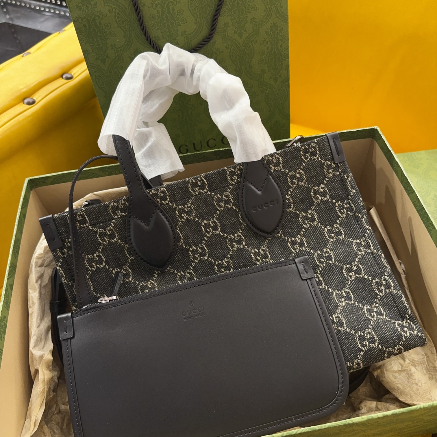 TOP GUCCI Ophidia Black Medium Tote 27x19x11cm