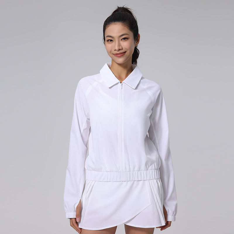 Womens Tennis Zip Up Cropped Jackets UPF 50+ Sun Protection