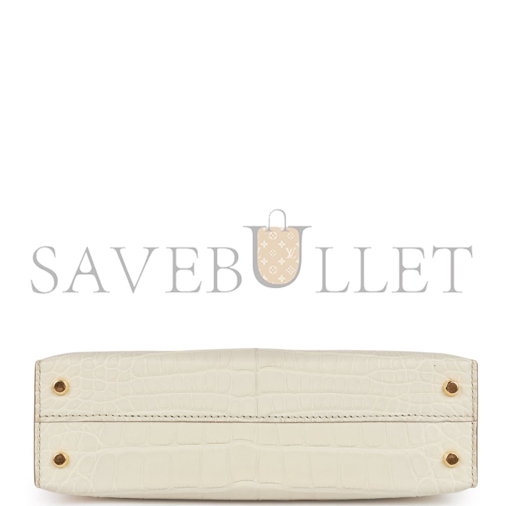 HERMES MINI KELLY MATTE ALLIGATOR GOLD HARDWARE (19*12*5.5cm)