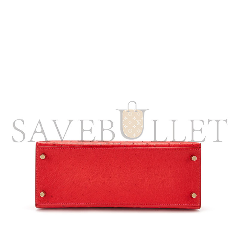 HERMÈS HEART RED OSTRICH KELLY 25 GOLD HARDWARE (25*17*7cm)