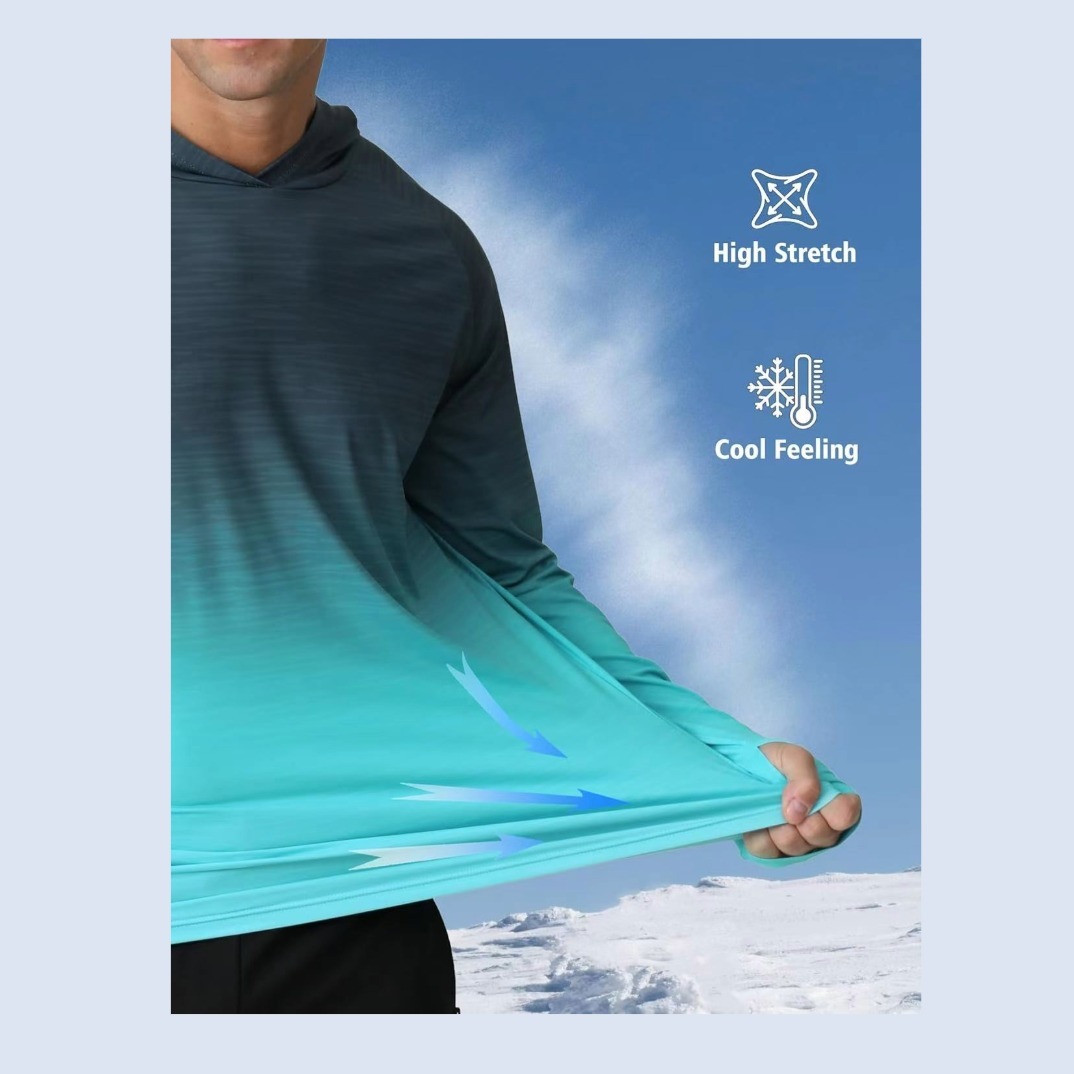 UPF 50+ Sun Protection Long Sleeve Hoodie Shirts UV Outdoor Fishing Shirts For Men