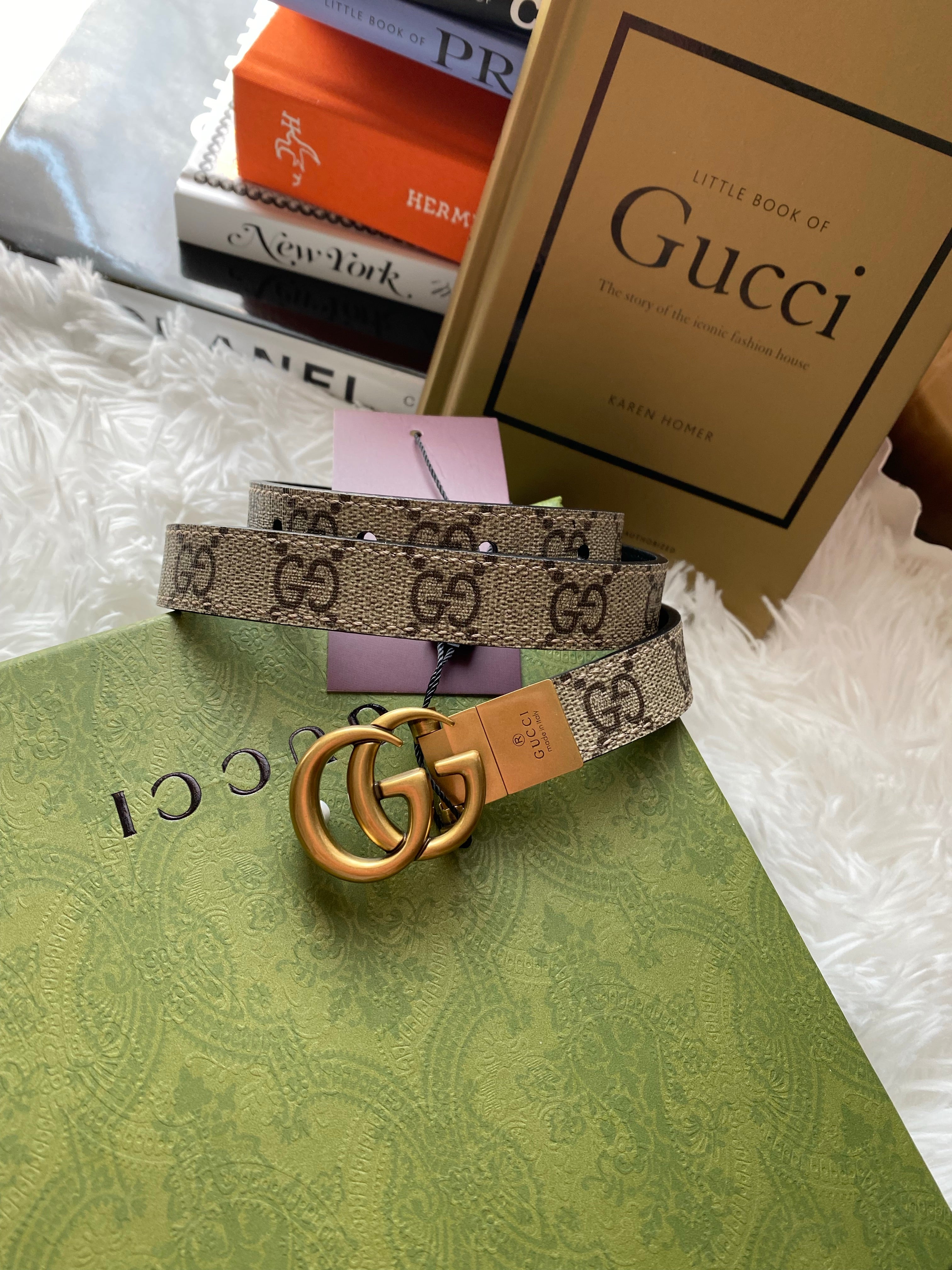 TOP GUCCI Reverse Thin Belt - 2cm