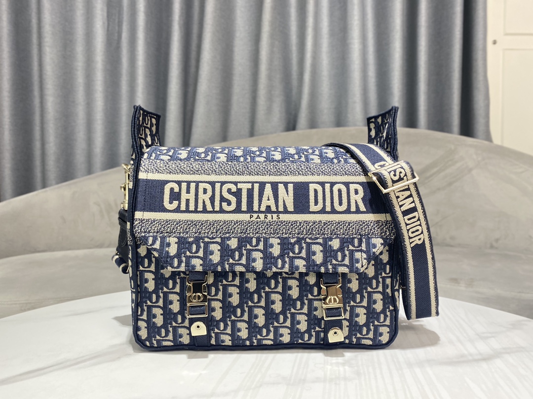 TOP Christian Dior Camp Oblique Medium Bag - 28x24x12cm - Deep Blue