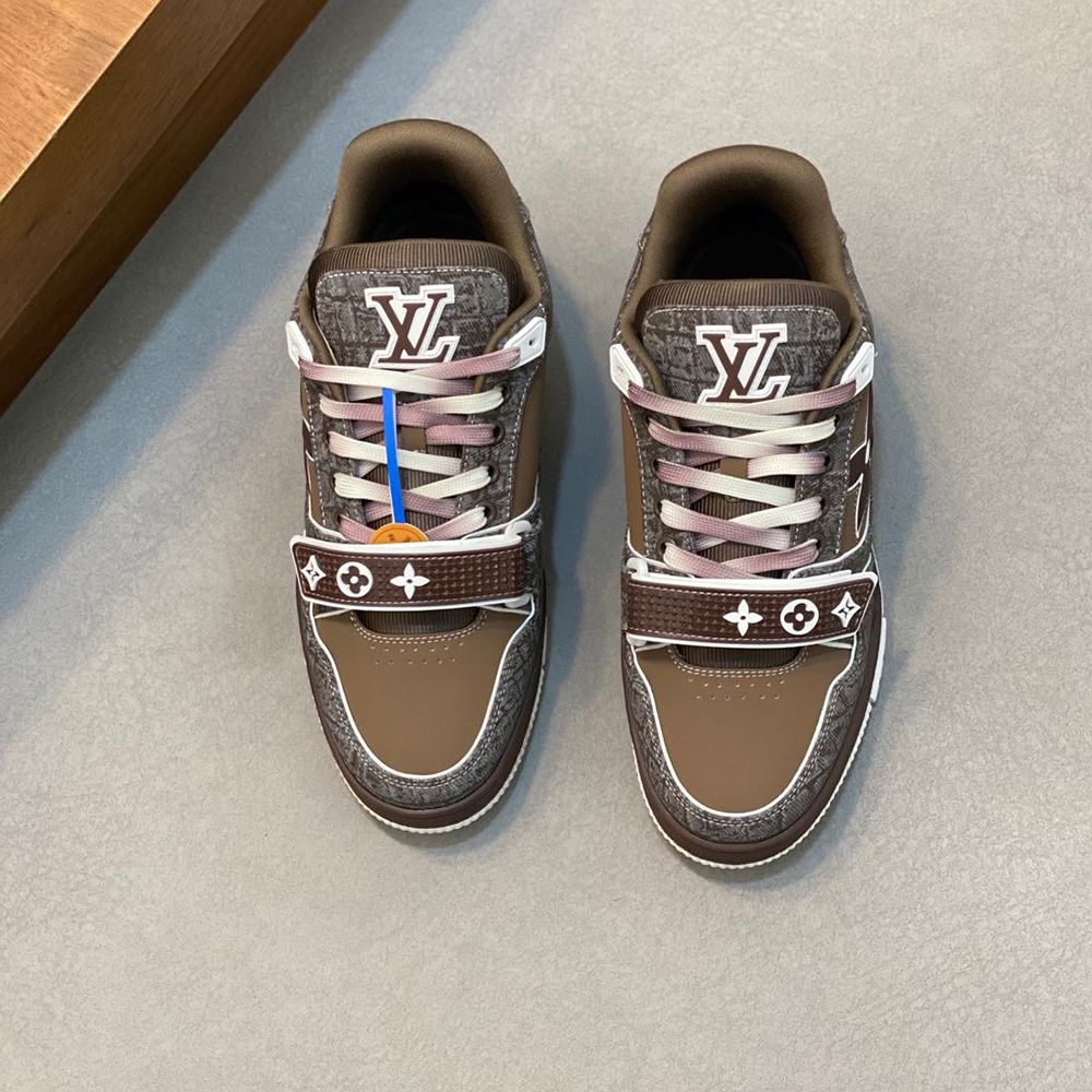 Louis Vuitton LV Trainer Croc-Embossed Denim Sneaker (Replica)