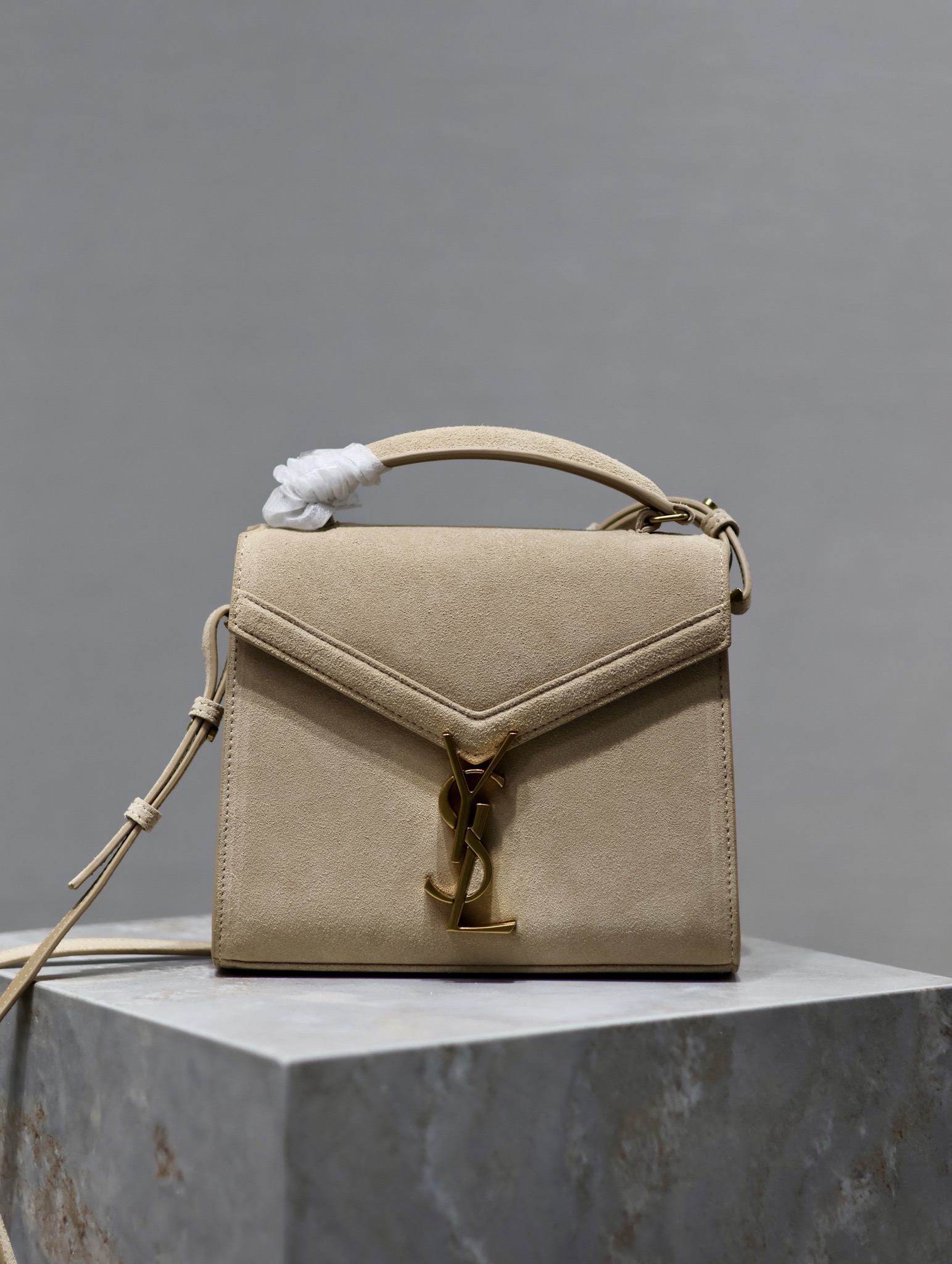 TOP Yves Saint Laurent YSL Cassandra Suede Paired With Cowhide Briefcase - 20×16x7.5cm - GHW