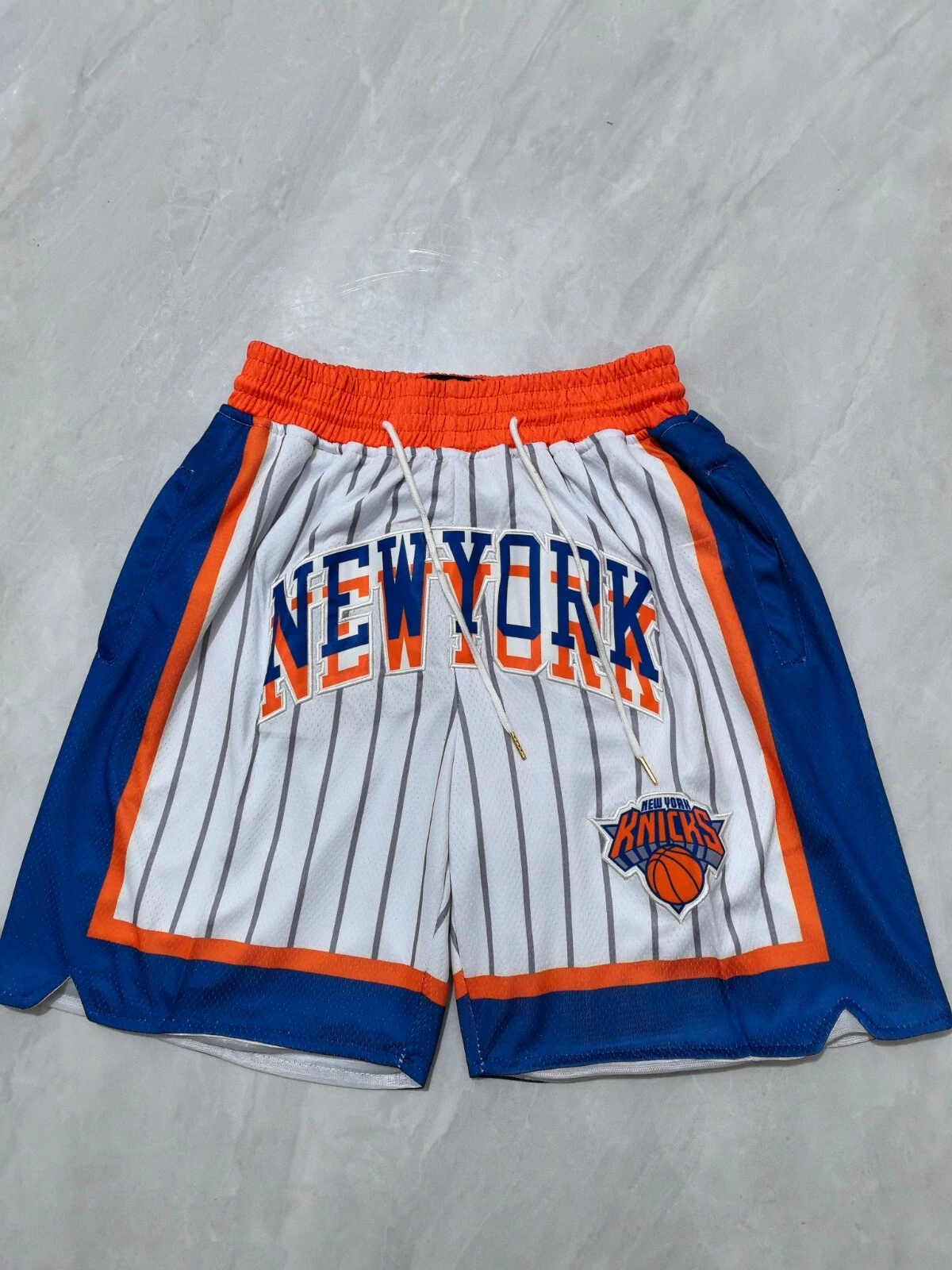 2025 New York Knicks Swing Men White/striped Stitched Pocket Shorts