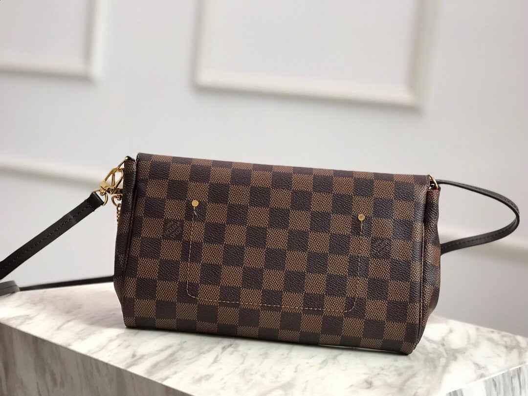 TOP Louis Vuitton LV  Favorite Bag  MM 24x15.5x4.5cm-Damier Ebene