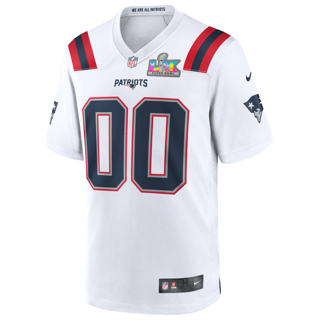Men's New England Patriots Road Game Super Bowl LX Patch Custom Jersey