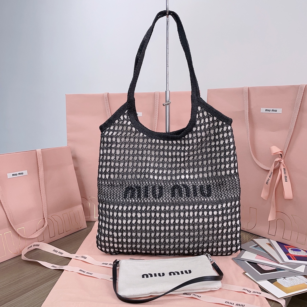 TOP Miu Miu Weaving Beach Tote Bag 35X40CM - 3 Color