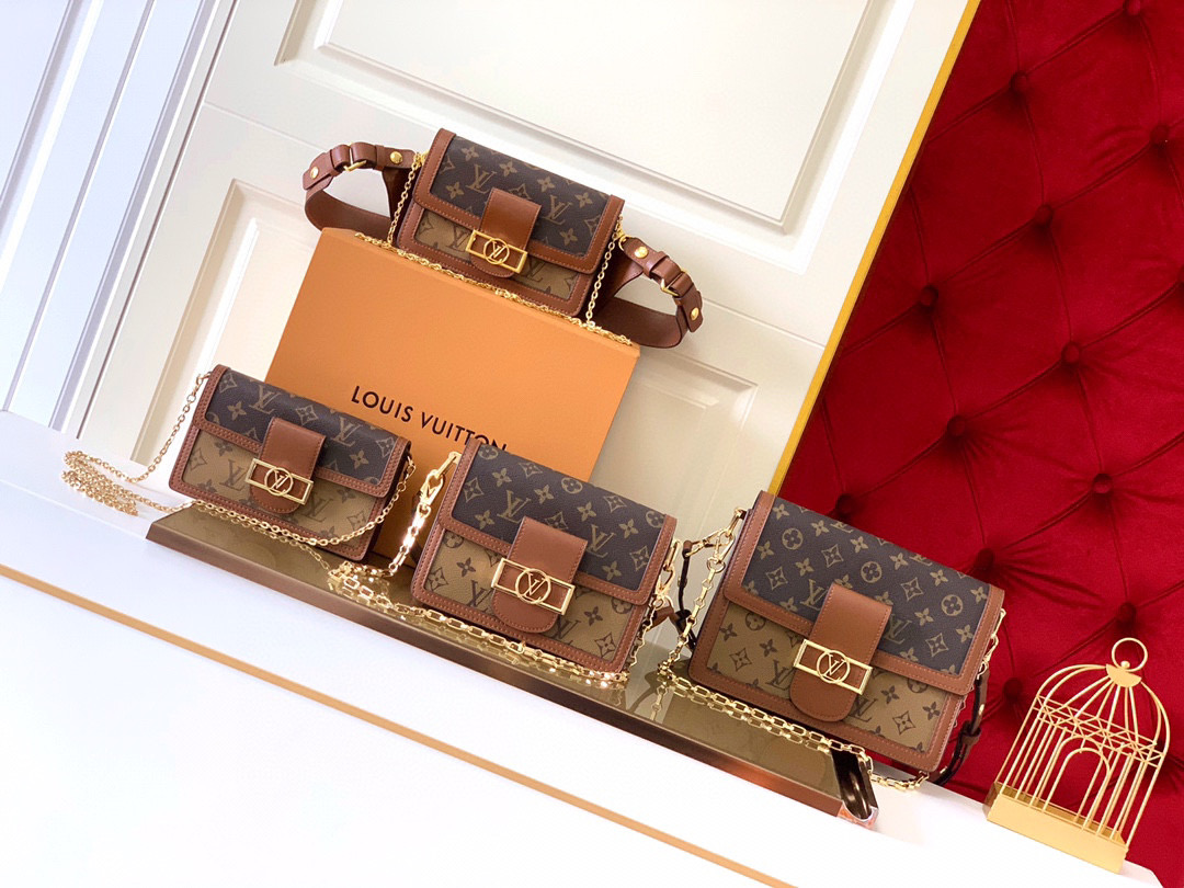 TOP Louis Vuitton LV  DAUPHINE Bag 3 Sizes-Brown