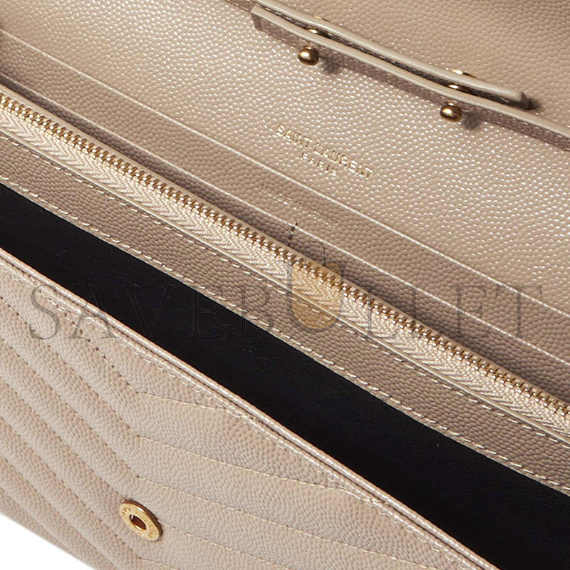 YSL CASSANDRE CHAIN MATELASSÉ TEXTURED-LEATHER WALLET (19*12*4cm)