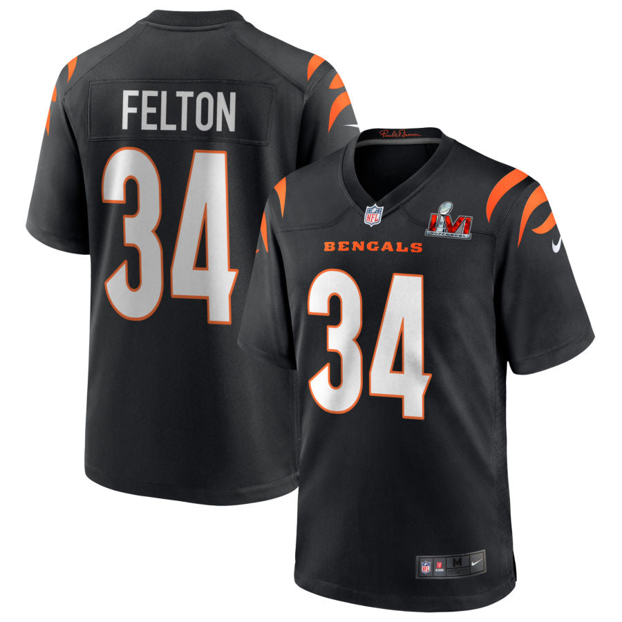 Demetric Felton Cincinnati Bengals  Super Bowl LVI Game Jersey - Black