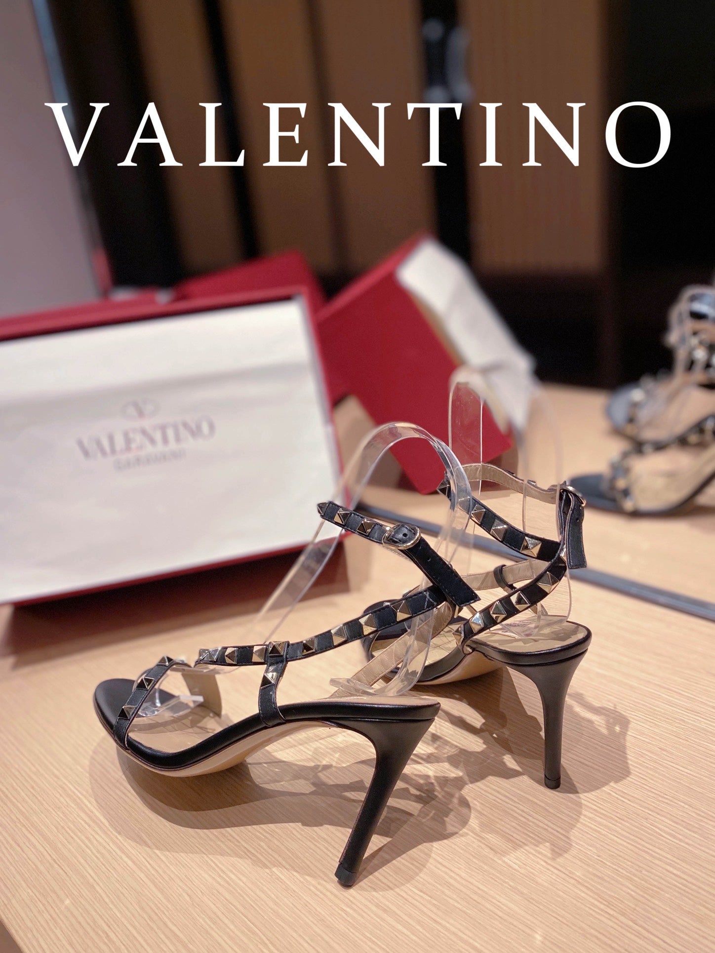 TOP VALENTINO  Rockstud Asymmetrical Slingback Sandals - Black