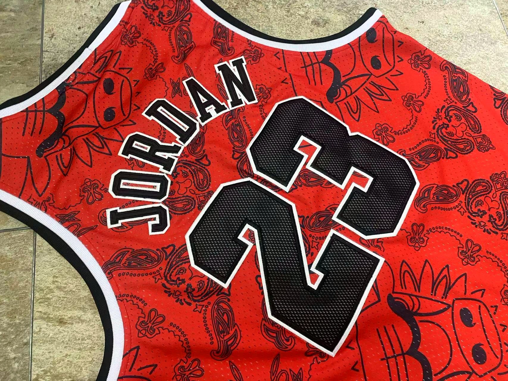 Michael Jordan Chicago Bulls 96-97 Red Walnut-Patterned Jersey