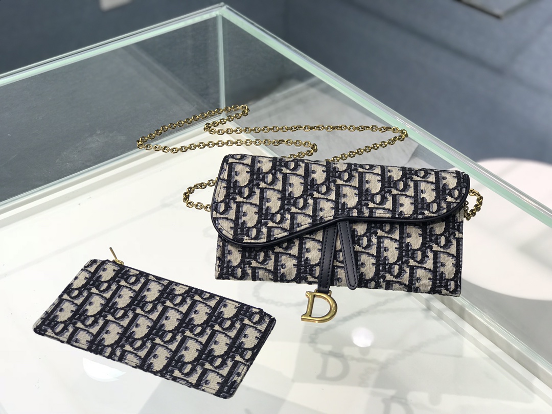 TOP Christian Dior Saddle Bag Oblique Printed Fabric 19x9.5cm - Blue -  Christian Dior