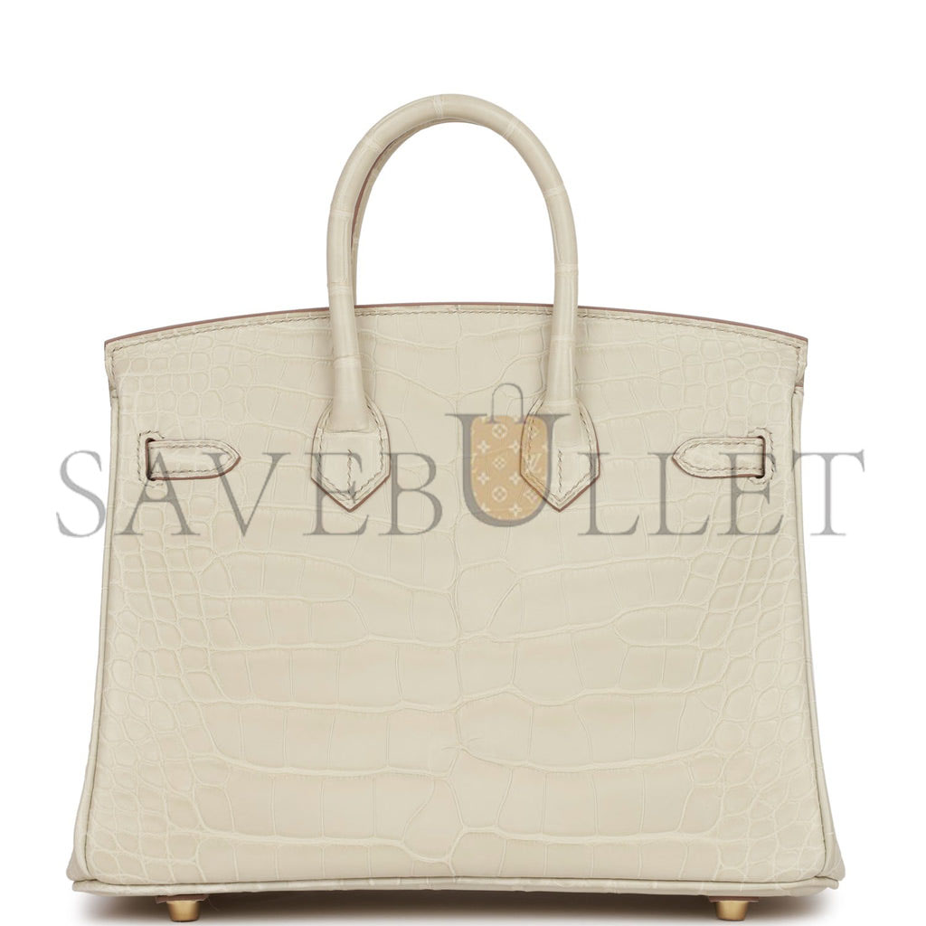 HERMES BIRKIN 25 MATTE ALLIGATOR GOLD HARDWARE (25*20*13cm)