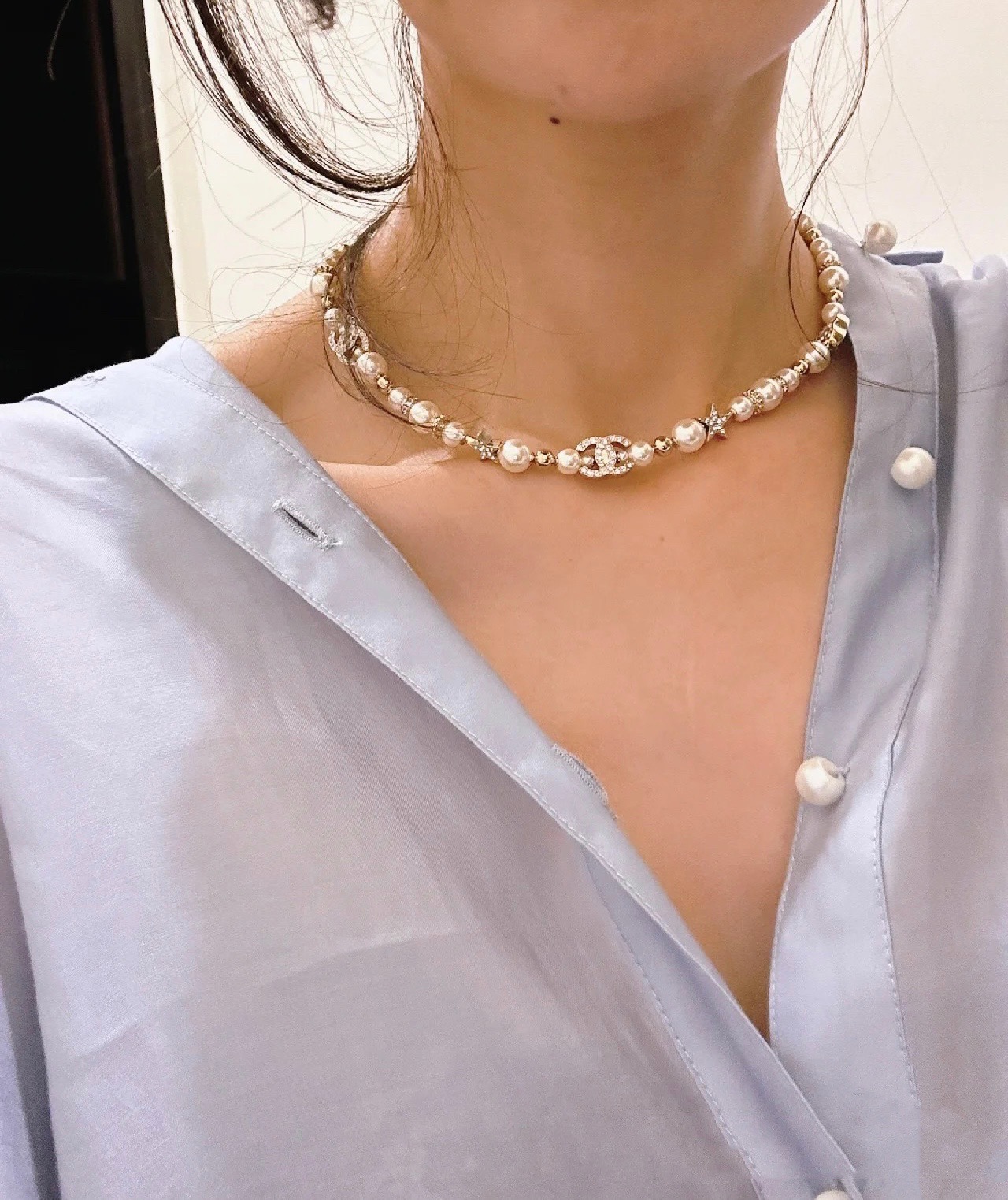 TOP CHANEL Pearl Dounble C Necklaces