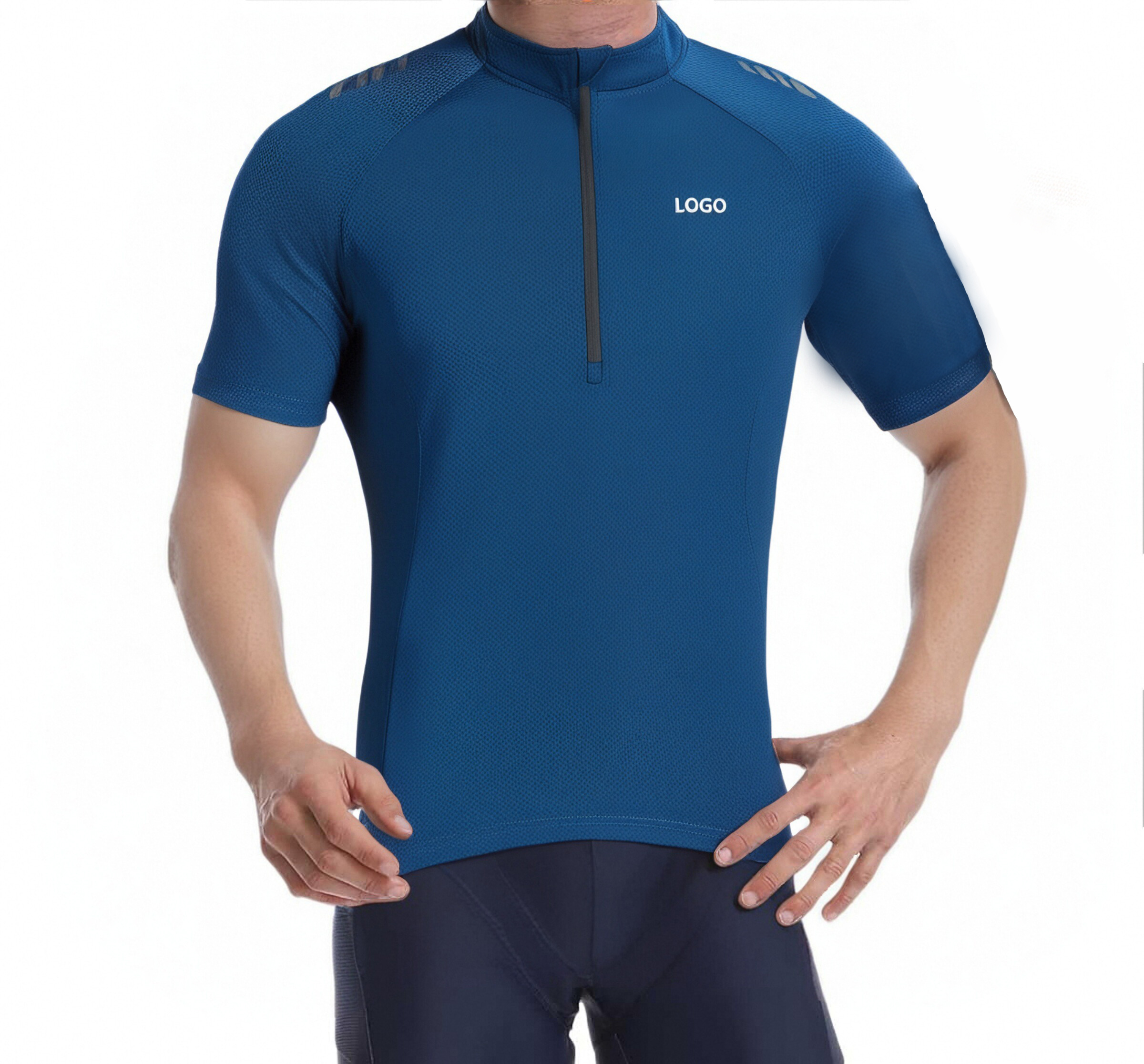 Quarter Zipper Short Sleeves Bike Shirts for Men