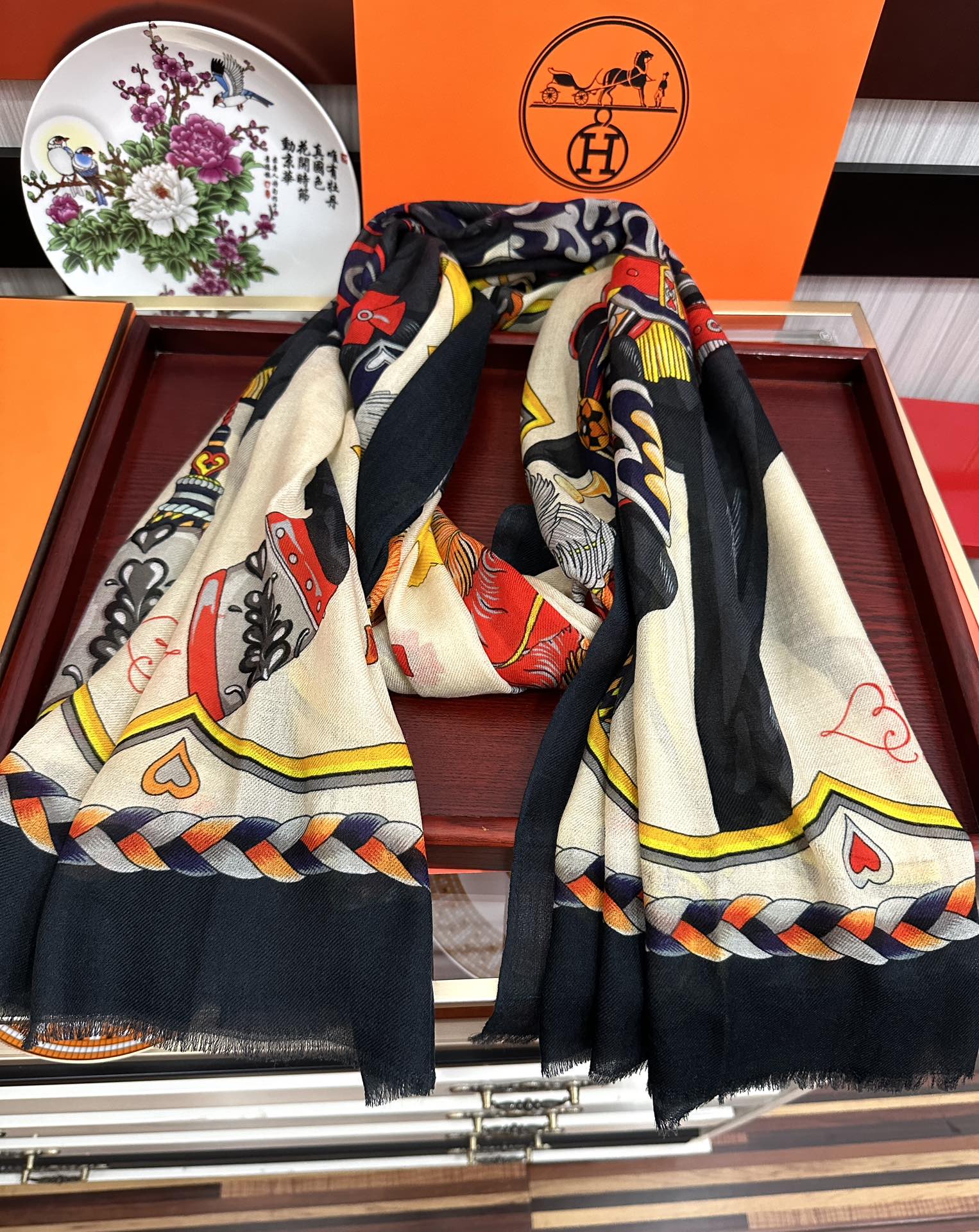 TOP HERMES Scarf 100x200 cm - Black