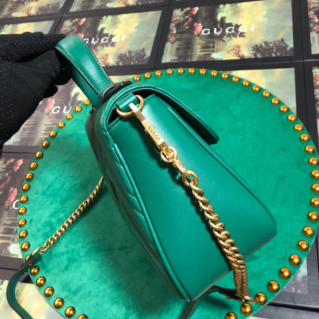 TOP GUCCI GG Marmont  Bag Top Handle 27*13.5*10 - Green